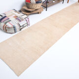 Faded beige turkish runner rug, 2'10x14'3 Ft