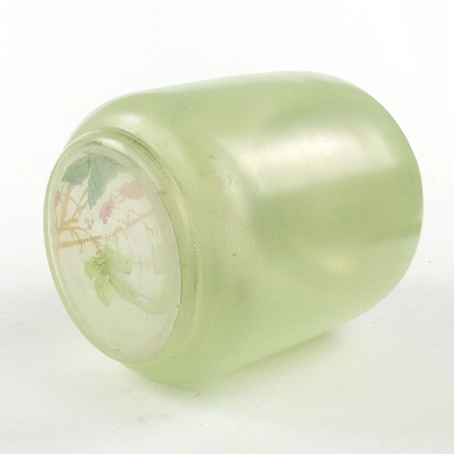 Art Nouveau tea container, frosted glass, silver-plated brass, Sweden, 1960s