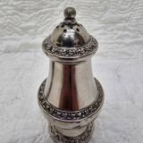 Silver-plated salt and pepper shakers and egg cups