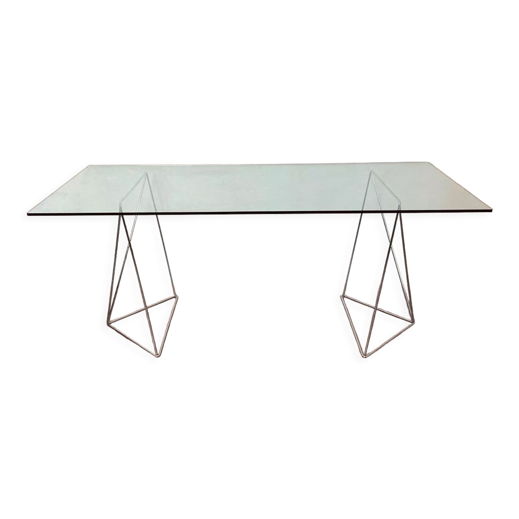 Trestle and glass desk