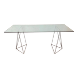 Trestle and glass desk