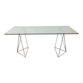 Bureau tréteaux et verre