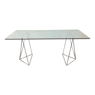 Trestle and glass desk