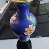 Vase vintage chinois en laiton cloisonné