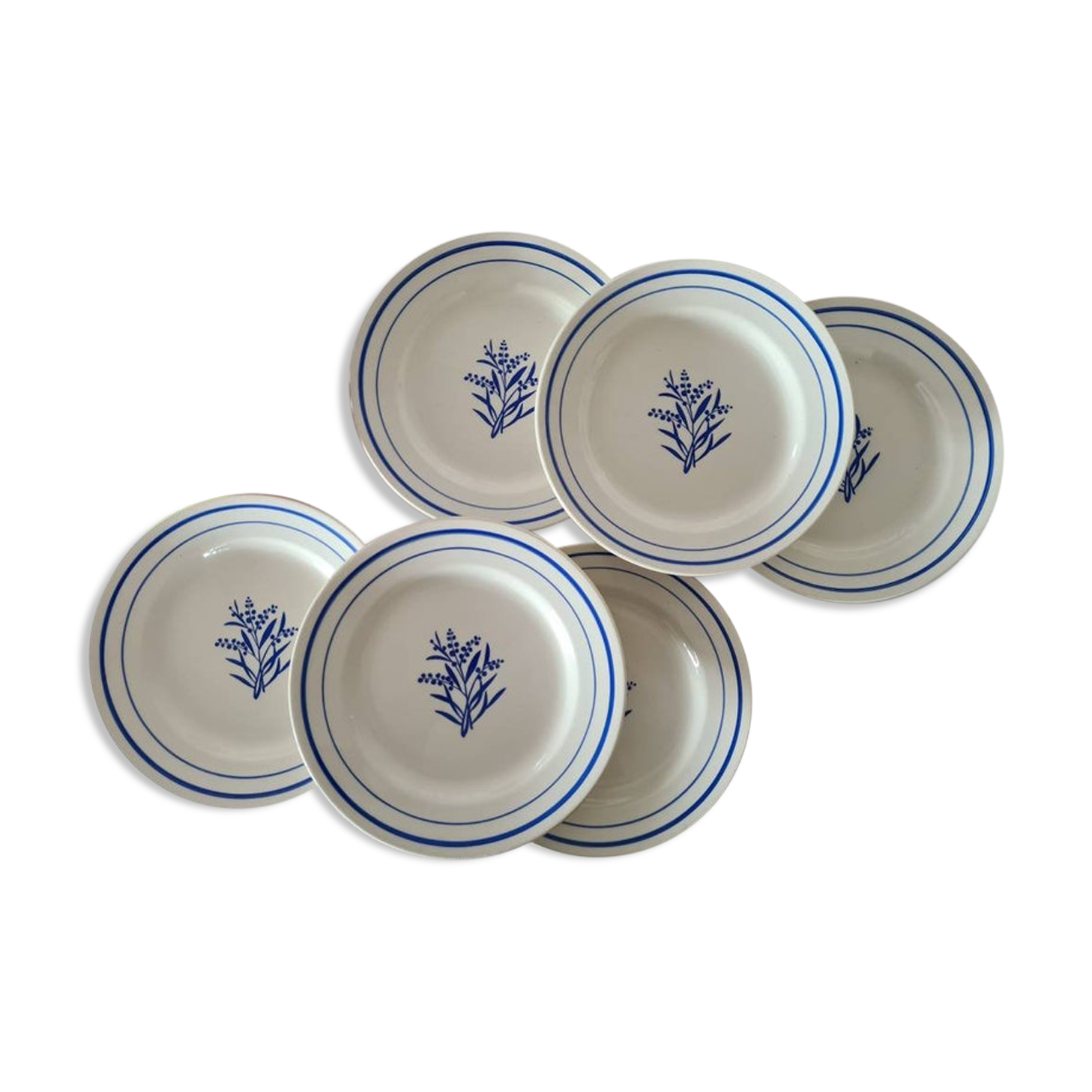 Set of 6 old flat plates Gien