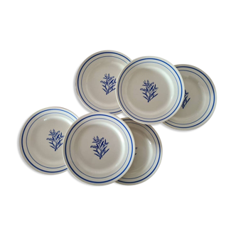 Set of 6 old flat plates Gien