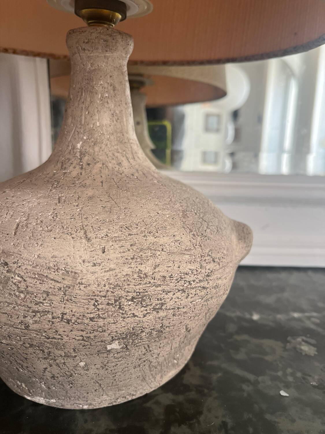 Handcrafted ceramic lamp signed ryes, 1960s