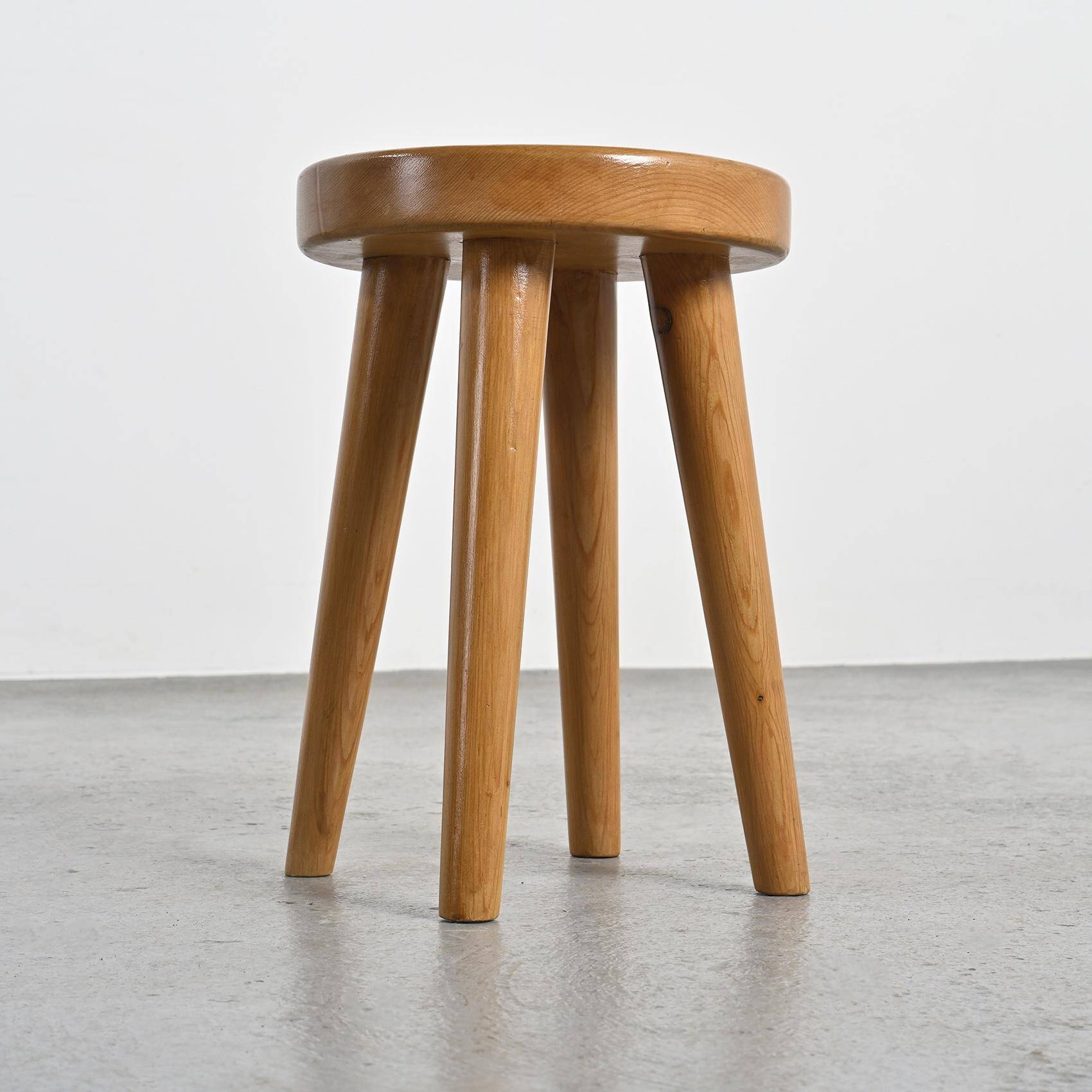 Pine stool by René Martin, 1960s design