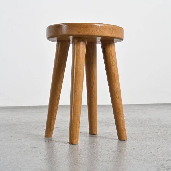 Tabouret en pin par René Martin, design des années 1960