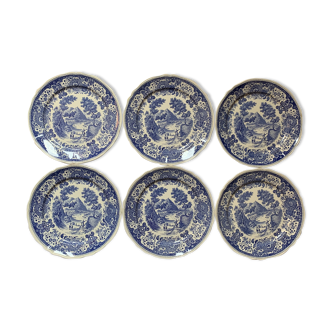Service de 6 assiettes plates Villeroy & Boch modèle Burgenland bleu/ blanc