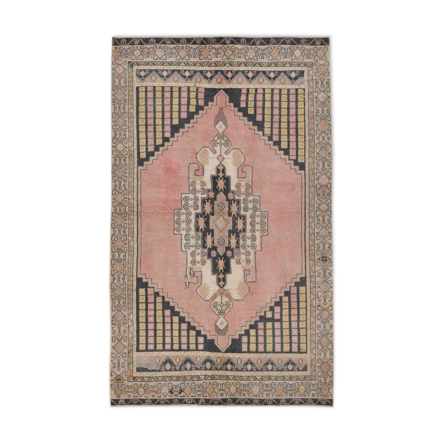 Handmade pink turkish rug 213x125cm
