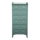 Old grey green high chest of drawers H160