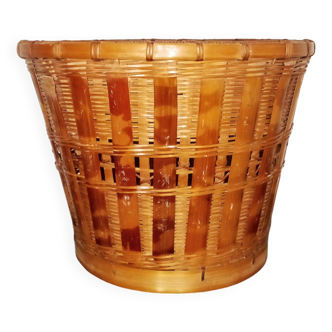 Vintage wicker plant pot