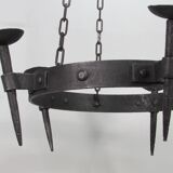 Lustre candélabre en fer forgé années 1950