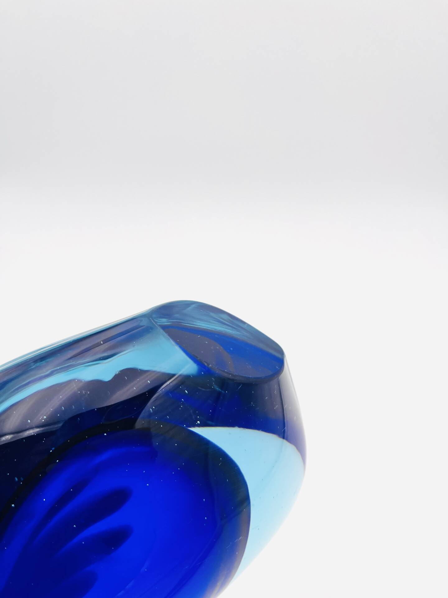 Large Murano Vase Flavio Poli Sommerso Blue Cobalt Turquoise 31.5cm
