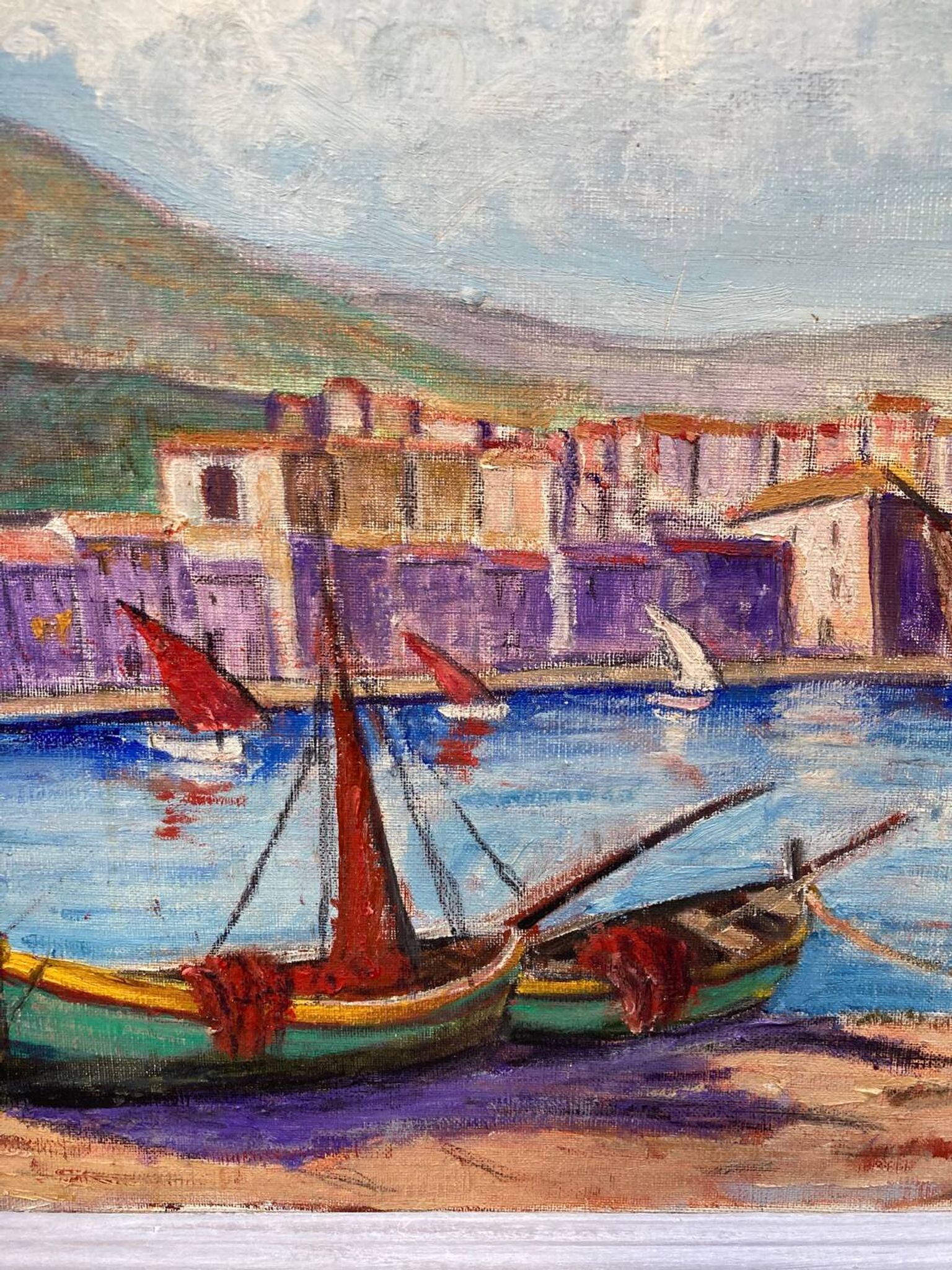 Huile sur toile « Marine » encadrée