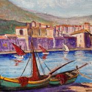 Huile sur toile « Marine » encadrée