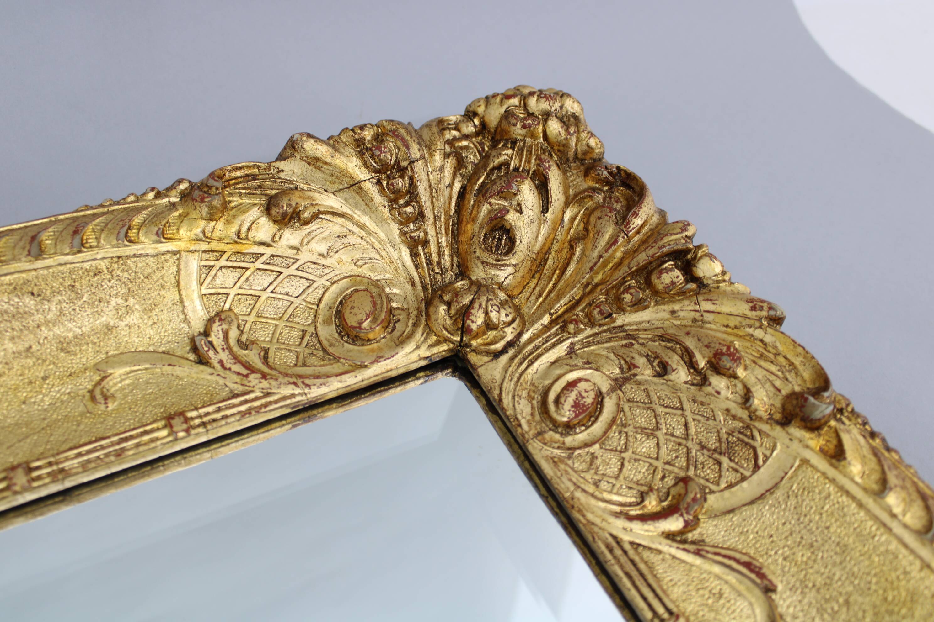 1940s Italian Mirror in Golden Wood Frame