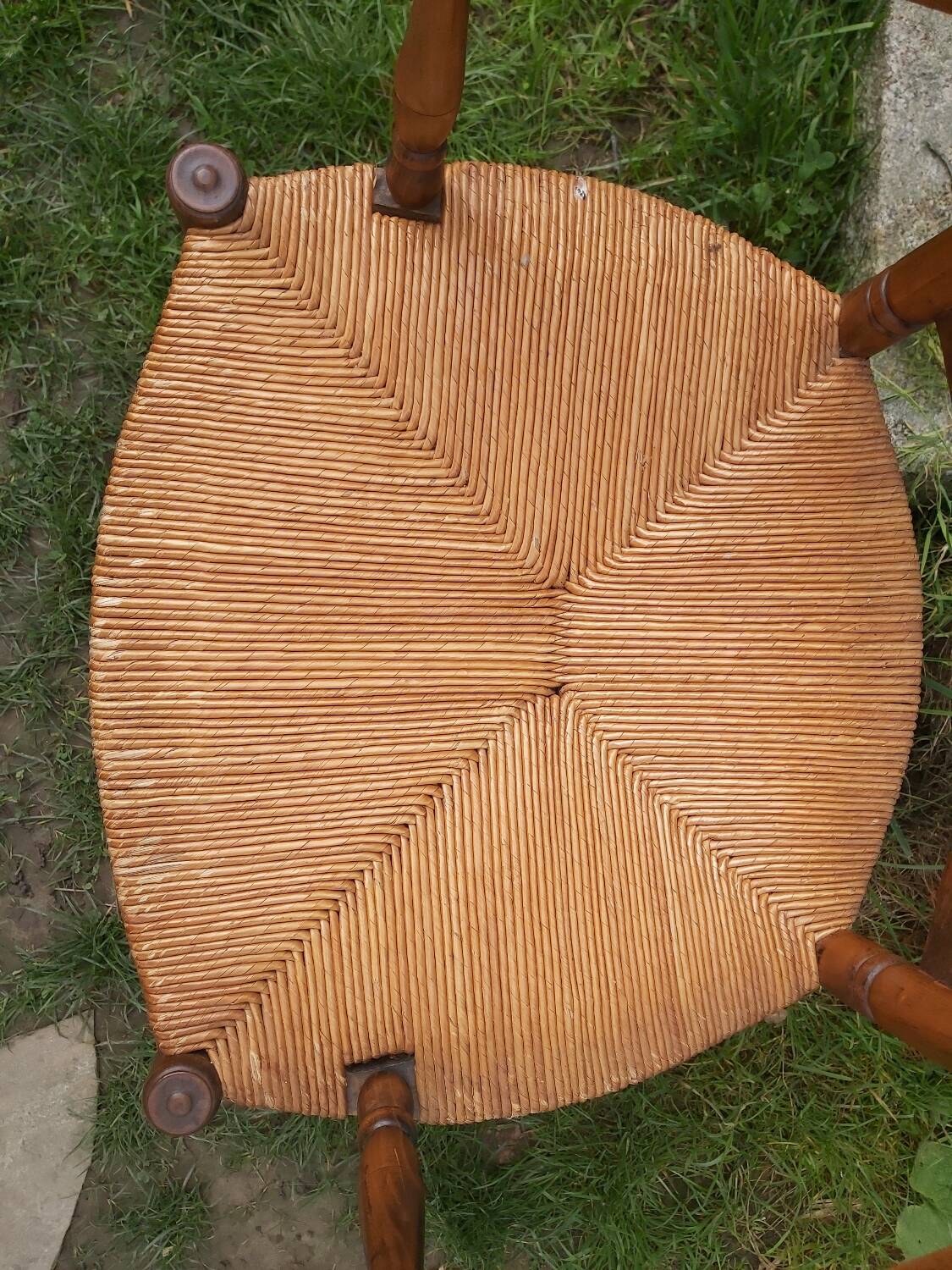 Wooden and straw armchair