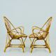 A pair of rattan chairs