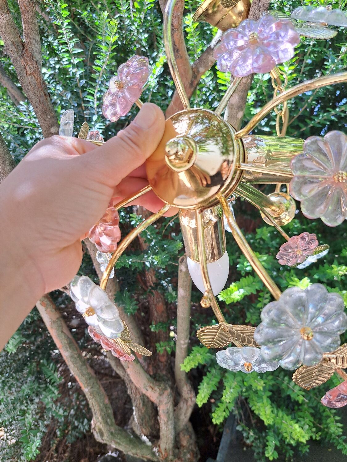 Glass flower chandelier 80s