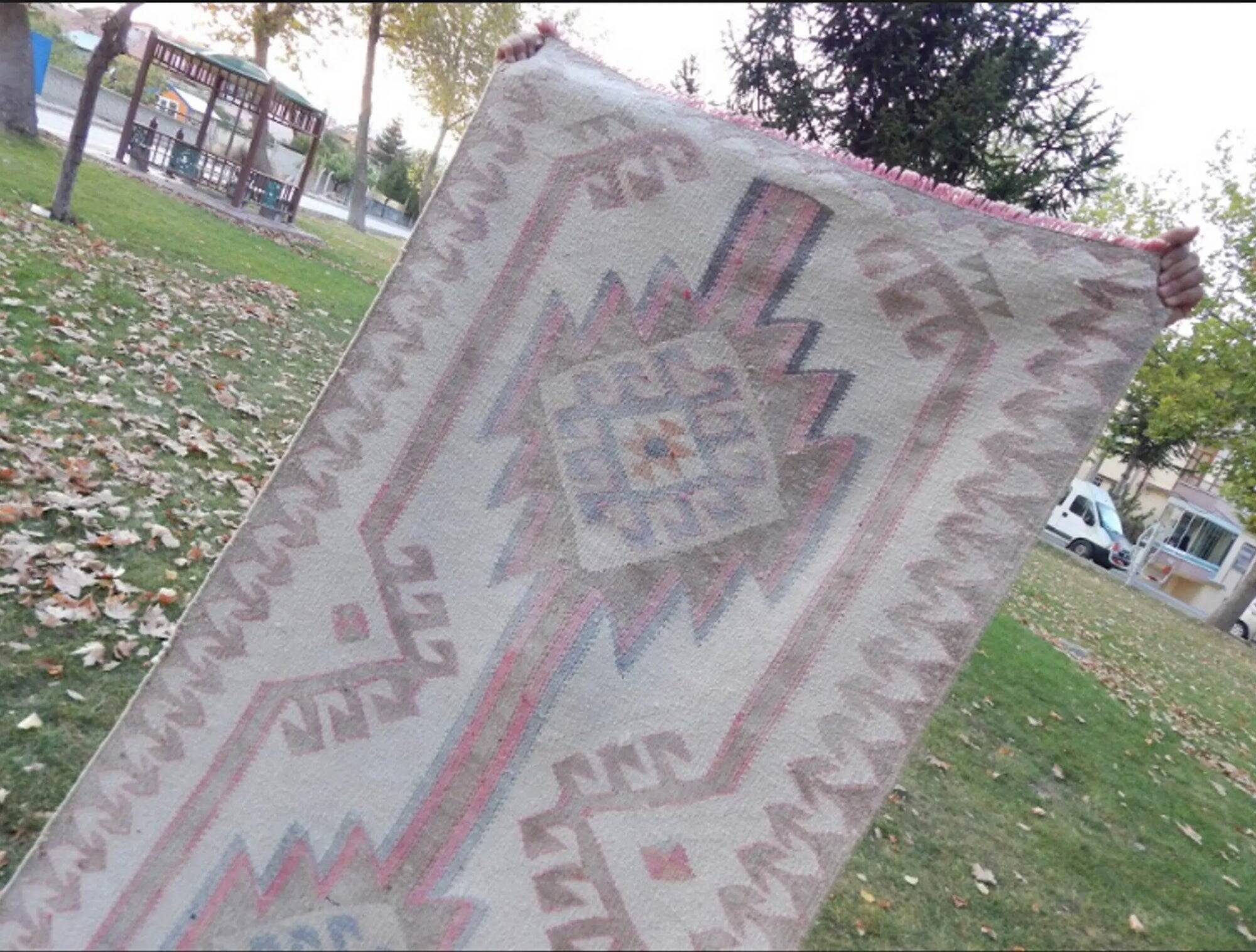 Vintage Turkish hallway rug 100x391 cm