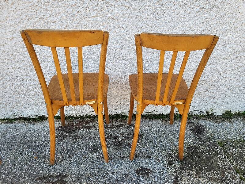 Pair of monobloc bistro chairs