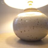 Vintage enamelled stoneware lamp with rope lampshade