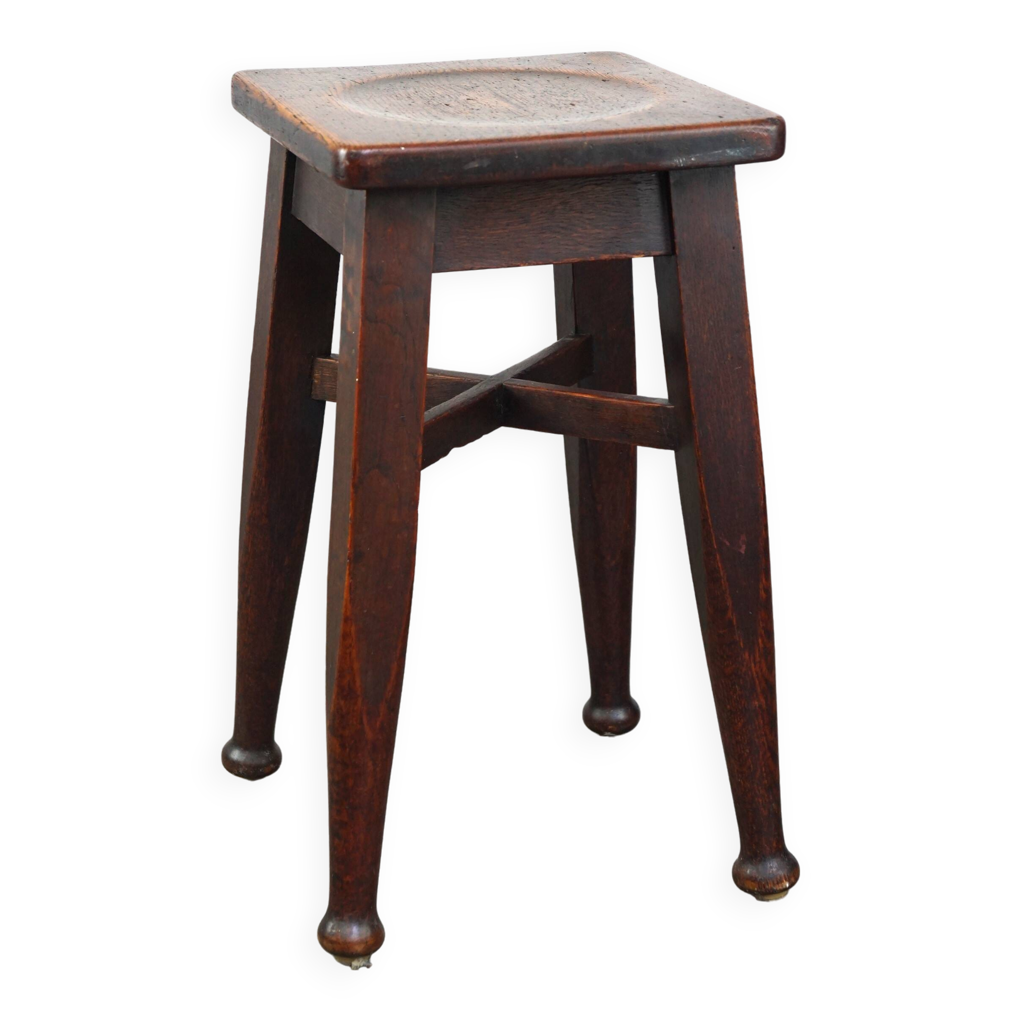 Antique solid oak English stool by Gaskell & Chambers Ltd