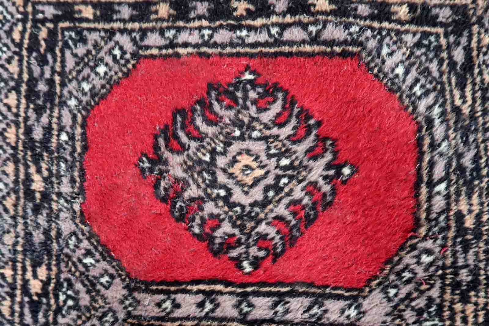 Vintage carpet Uzbek Bukhara handmade 63cm x 103cm 1970s