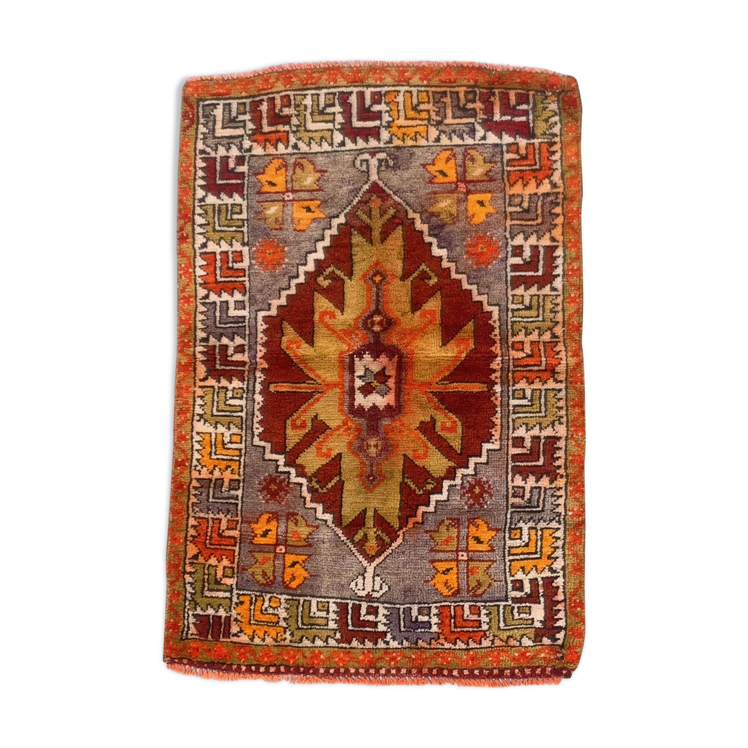 Old turkish Oushak rug 125x84 cm vintage carpet