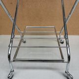 Folding trolley / Vintage bar, glass and chrome 70's