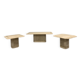 Table basse en travertin vintage et tables d'appoint, années 1980
