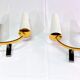 Paire d'appliques doubles en laiton et opaline, Maison Arlus, France, Mid-Century