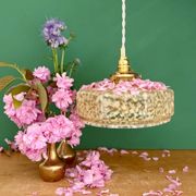 Vintage glass pendant light in yellow from Clichy