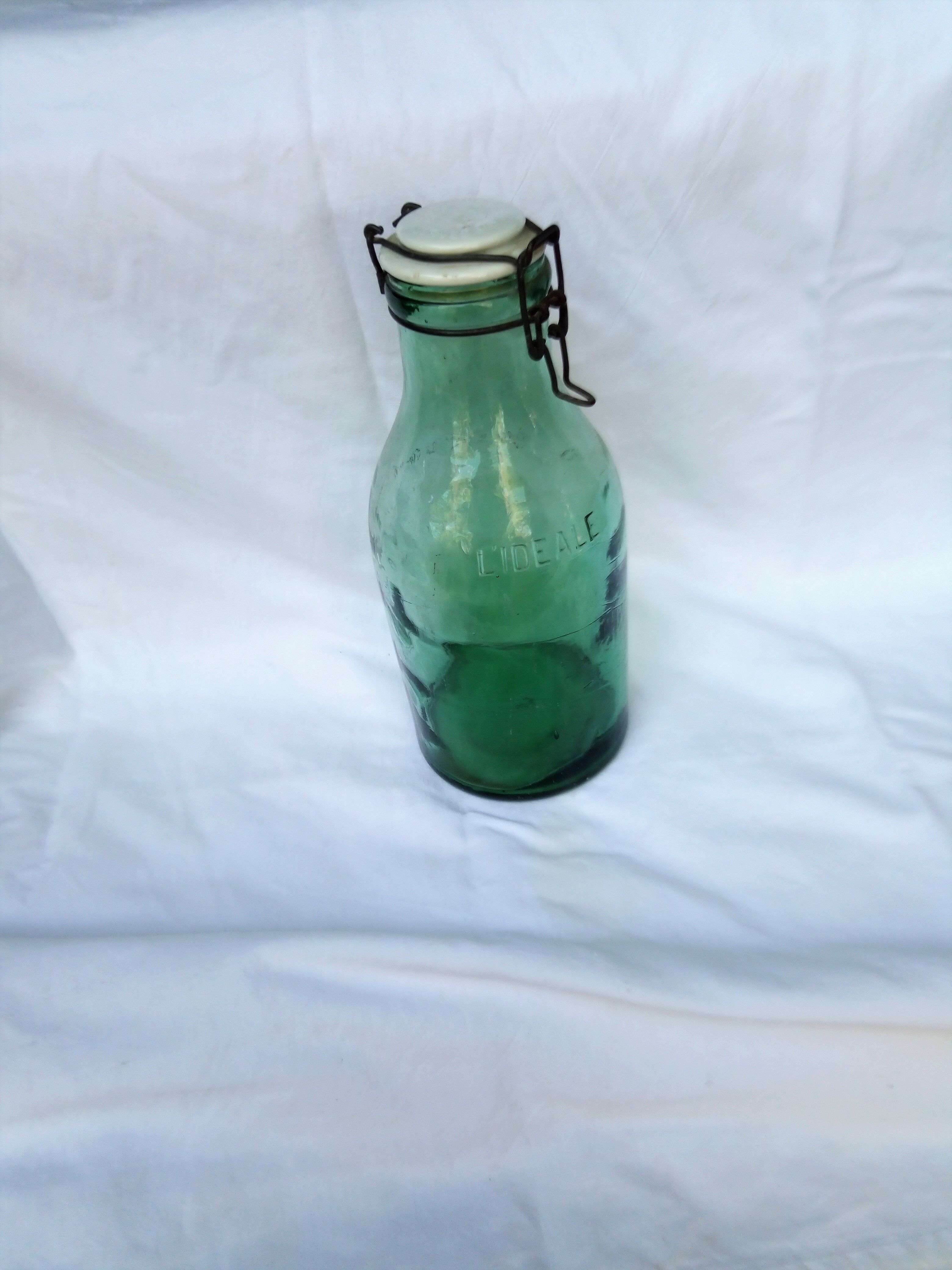Old glass bottle porcelain cap, 2 liters