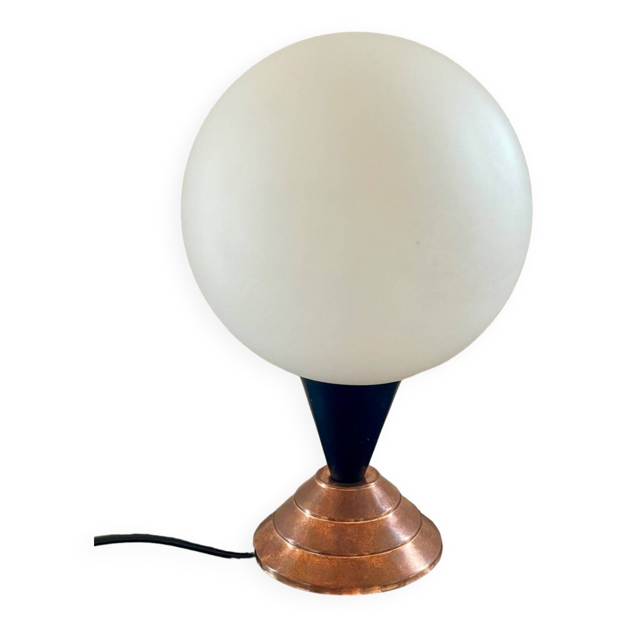 Lampe à poser cuivre opaline vintage