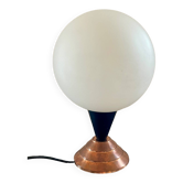 Lampe à poser cuivre opaline vintage