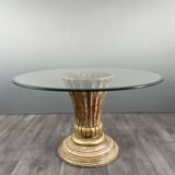 Table with a central carved wooden base, 20th century