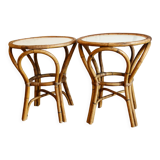 Pair of bamboo bistro tables