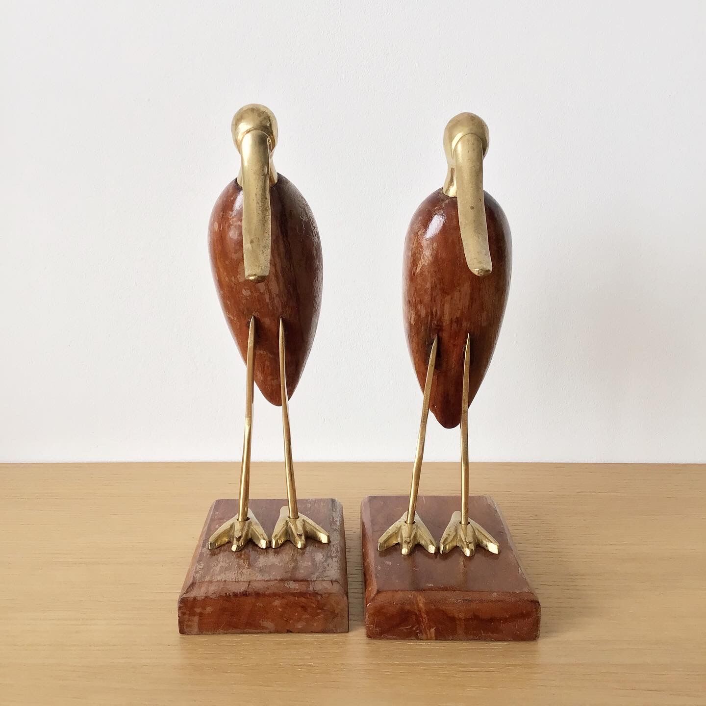 Vintage brass and rosewood birds