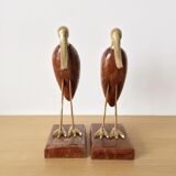 Vintage brass and rosewood birds