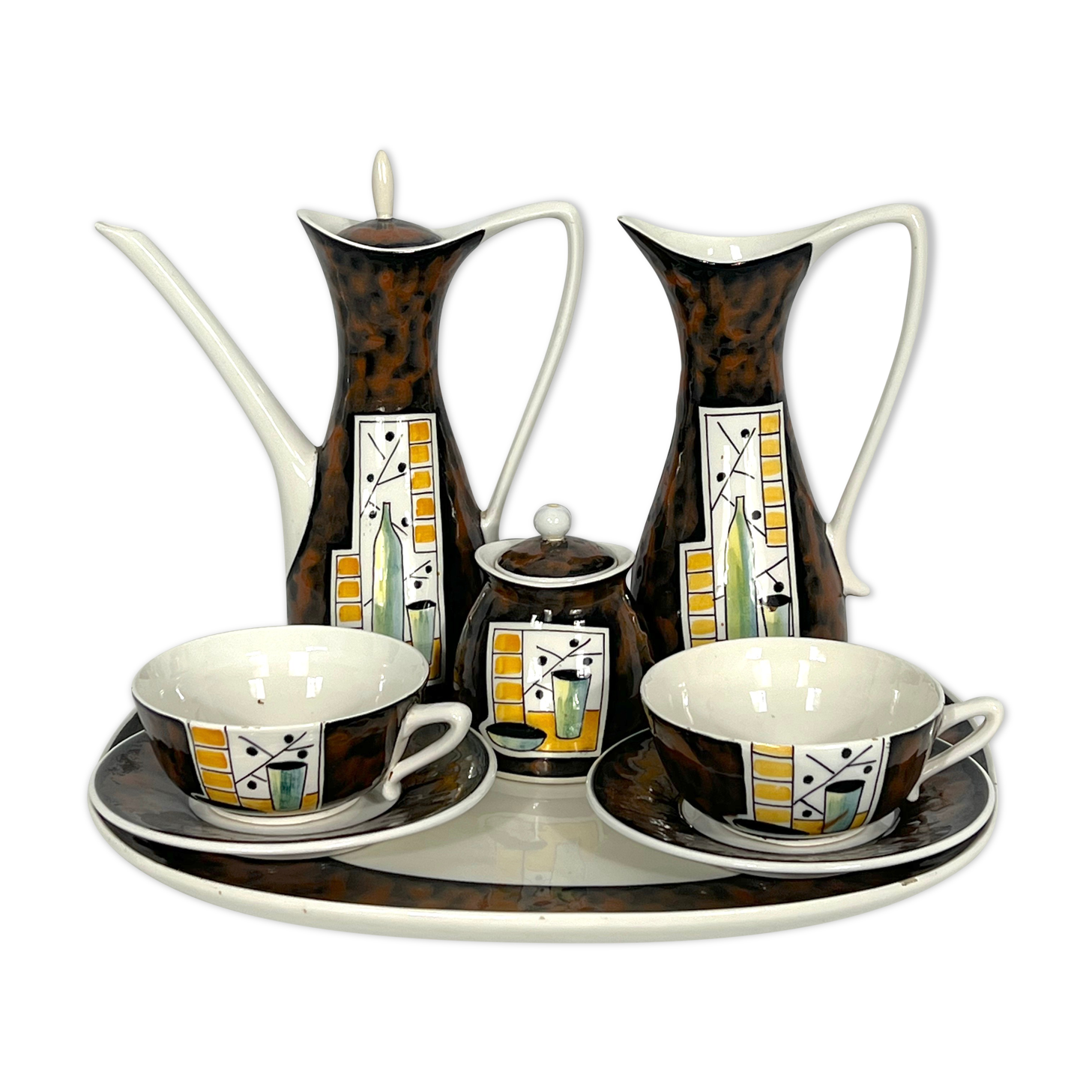 Mid-century ceramic teapot set by Alfa Ceramiche, Italy 1950s