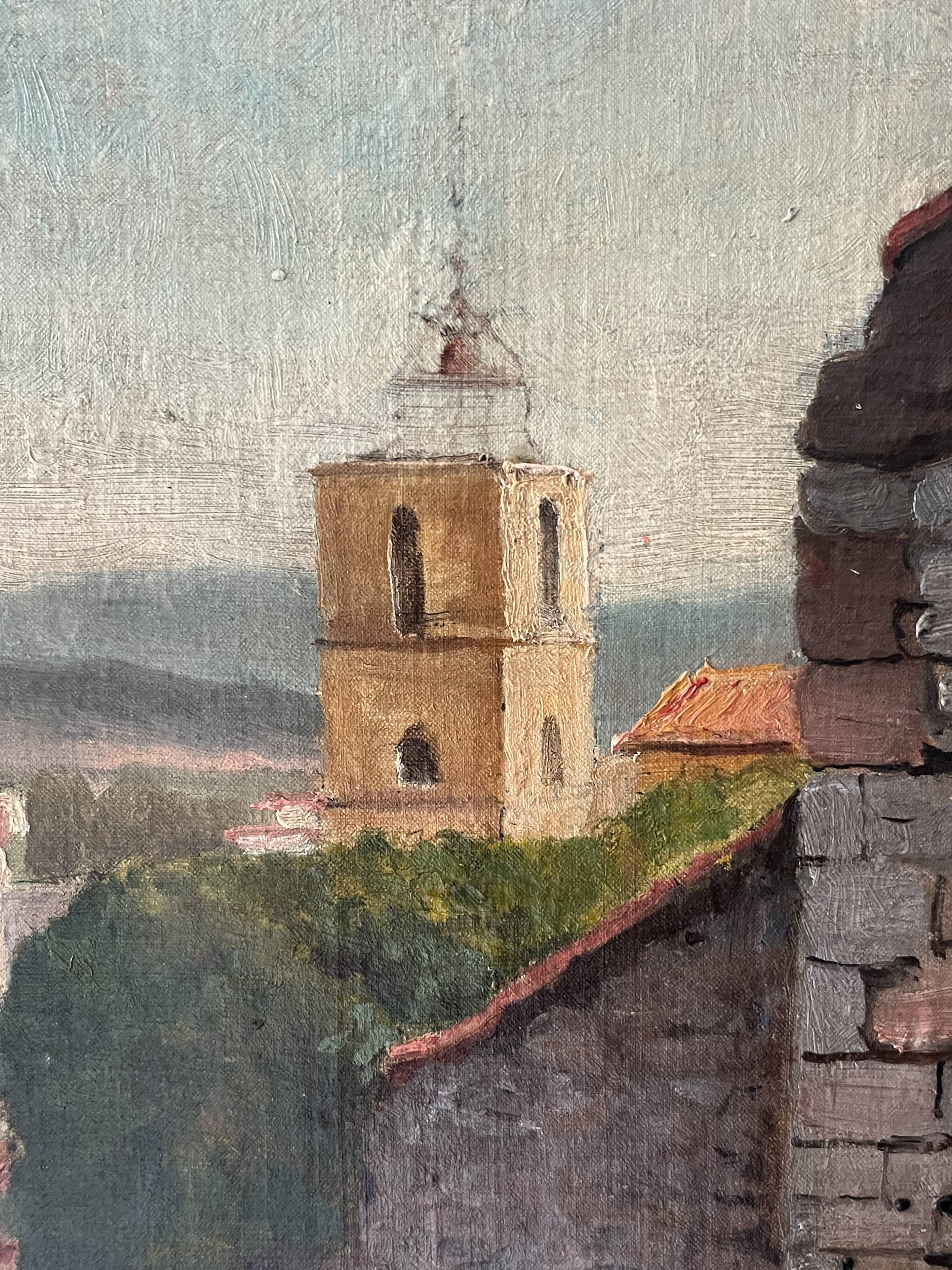Village, unsigned, 20th century, oil on canvas, 38x29cm, unframed
