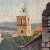 Village, unsigned, 20th century, oil on canvas, 38x29cm, unframed