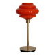 Table lamp with a vintage orange globe from an old pendant light