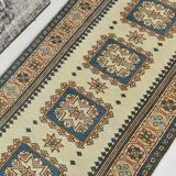2x11 shades of cream blue oushak runner rug