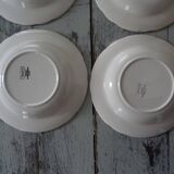 4 Hollow plates faience old Digoin Sarreguemines flowers and countryside blue décor Bernadette