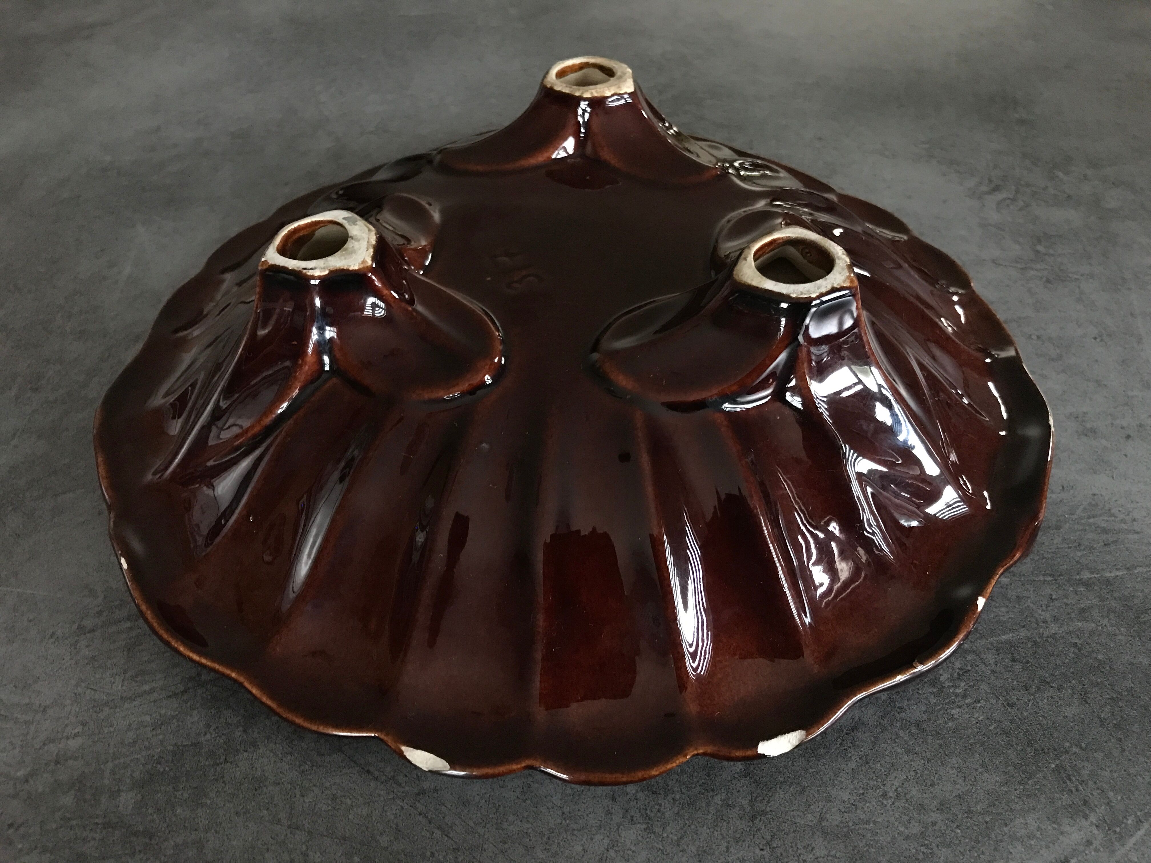 Fruit cup ceramic centerpiece decorated with bunch of grapes, numbered