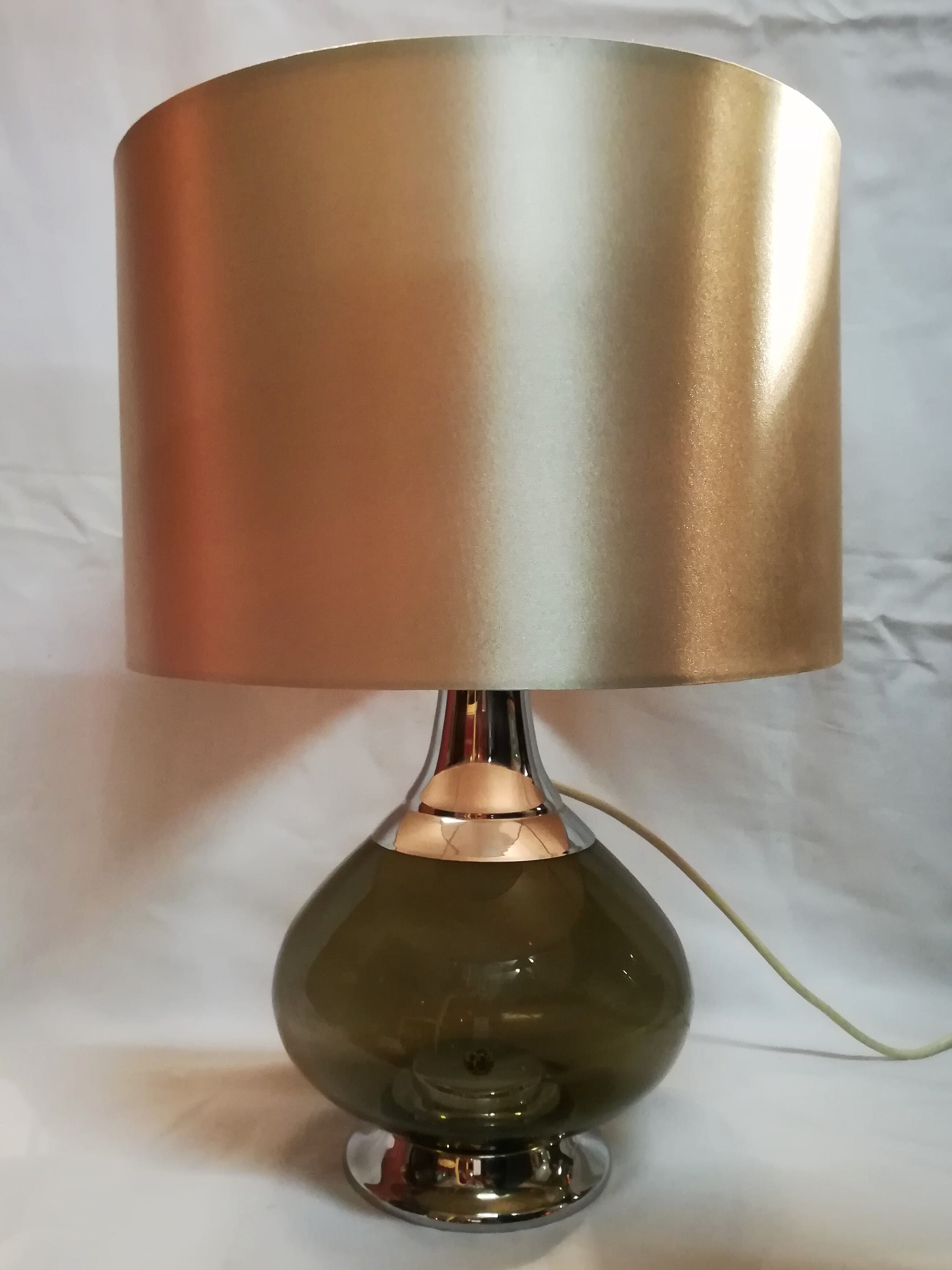 Lamp in glass and chrome